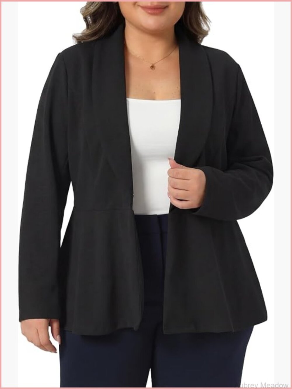 Plus Size Shawl Collar Peplum Blazer Women Business Casual Work Suit Jacket